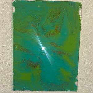 Vibrant Teal and Lime Abstract Art Canvas